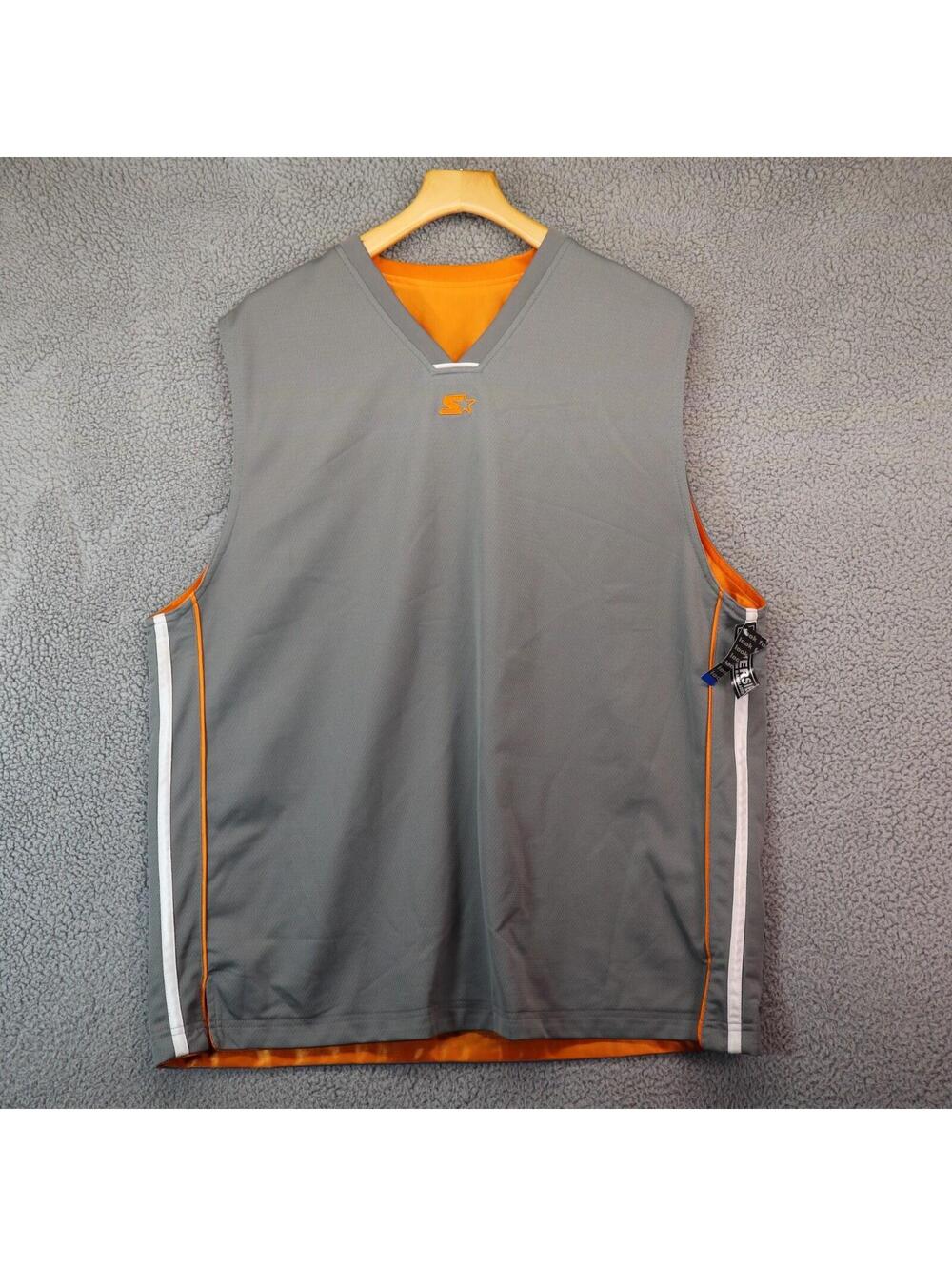 Vtg Starter Orange Grey Mesh Basketball Jersey Mens XL NWT